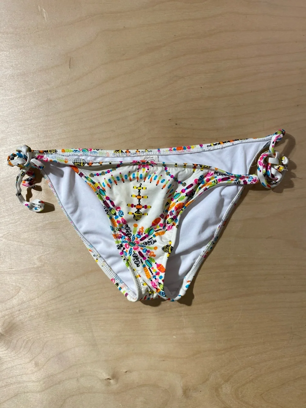 Colorful Floral Tie-Side Bikini Bottom Large (RG)